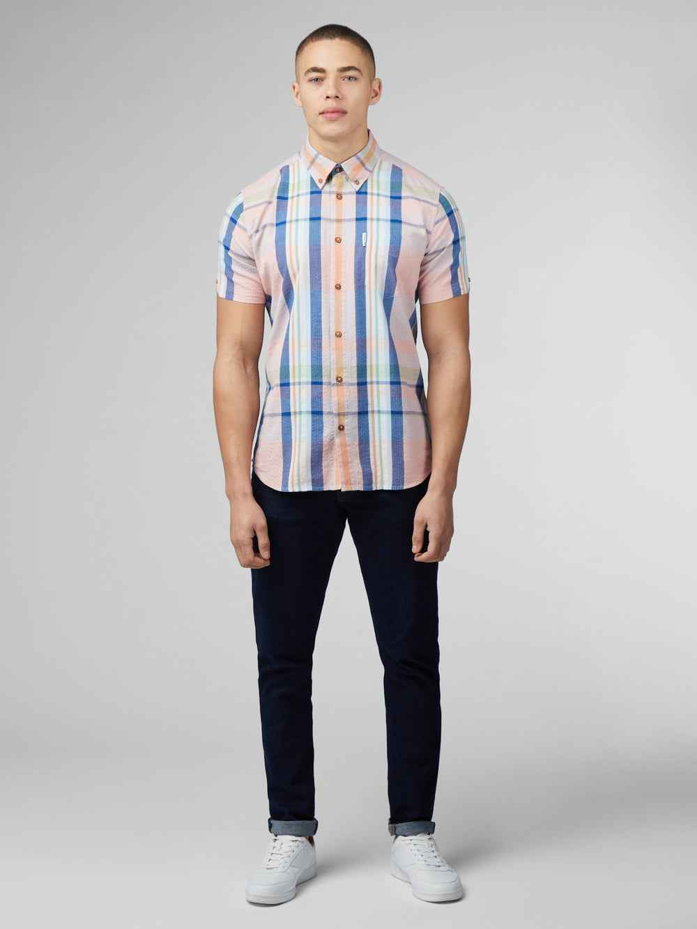 Chemises Ben Sherman Signature Seersucker Check Rose | QFX-80673958